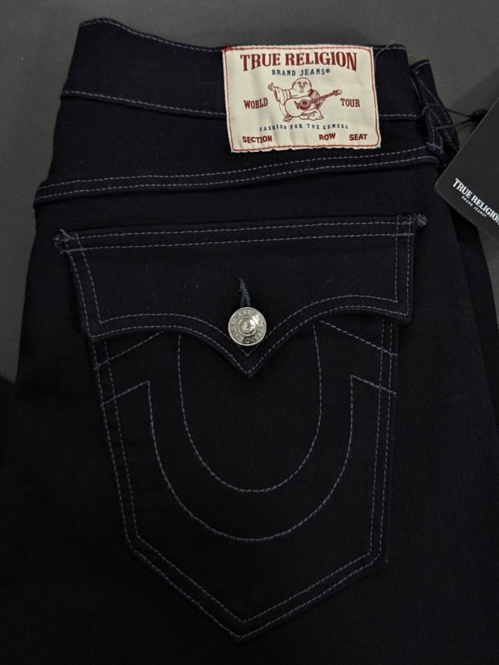 True Religion Jeans Men 32x30 36x30 Ricky Flap SN Relaxed Straight Rinse Black